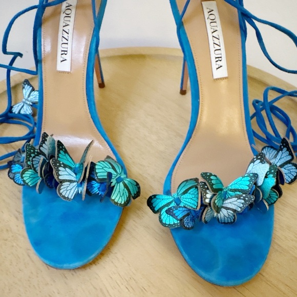 Aquazzura Papillon Butterfly 105 Suede Heels - Picture 8 of 11